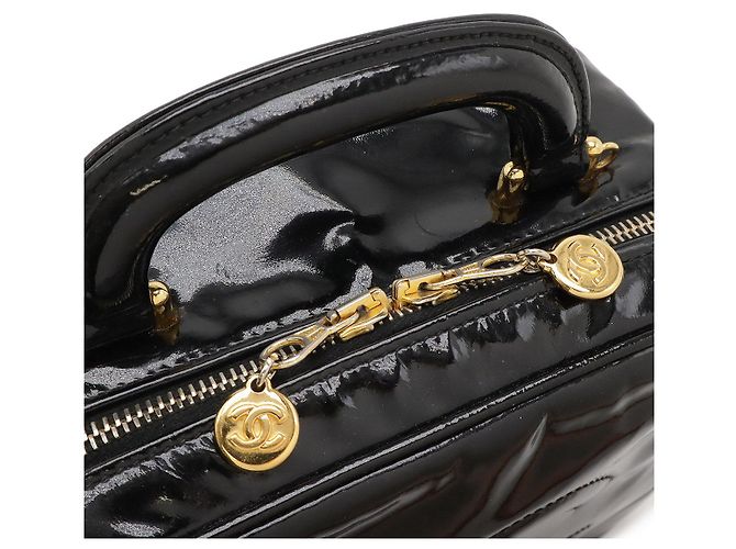 Borsa 2 in 1 in pelle verniciata Chanel Coco Mark Nero - vista 4