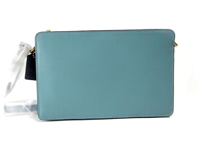 Borsa a Spalla in Pelle con Logo Coach Blu Turchese - vista 2