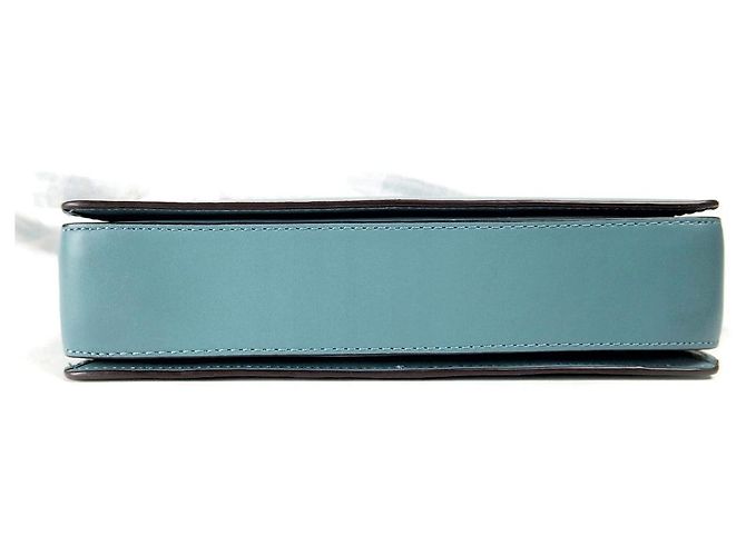 Borsa a Spalla in Pelle con Logo Coach Blu Turchese - vista 3