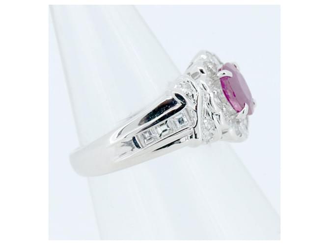 Autre Marque Pt850 Rubin-Diamant-Ring Rot - Ansicht 3