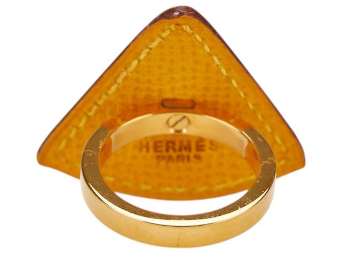 Ring Anello in pelle per sciarpa Triangle Hermès Giallo - vista 3
