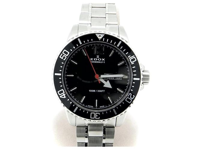 Autre Marque Edox Chronorally S Edelstahl-Uhr Schwarz - Ansicht 2