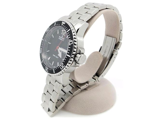 Autre Marque Edox Chronorally S Edelstahl-Uhr Schwarz - Ansicht 3