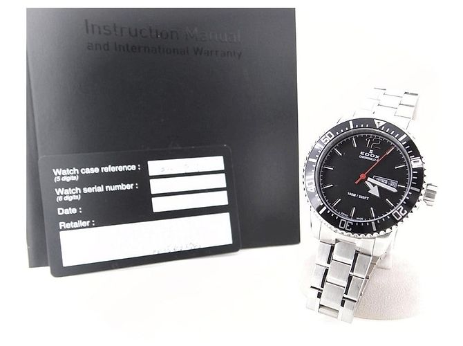 Autre Marque Edox Chronorally S Edelstahl-Uhr Schwarz - Ansicht 8