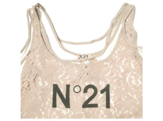 Autre Marque N21 Tüll-Spitzen-Top Beige - Ansicht 4