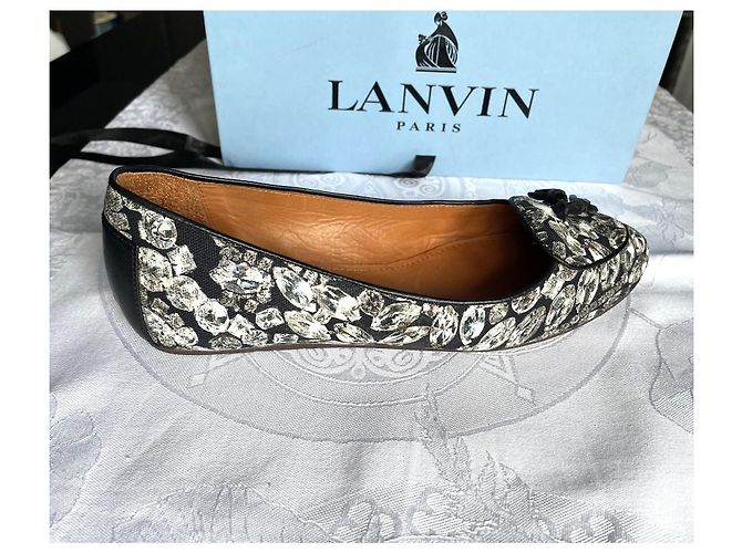 Mocassini con nappine Lanvin in tela stampata taglia 39 Nero - vista 9