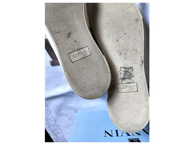 Lanvin High-Top-Sneaker aus beigem Leder mit Python-Spitze Größe 39 - Ansicht 10