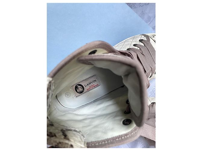 Lanvin High-Top-Sneaker aus beigem Leder mit Python-Spitze Größe 39 - Ansicht 5