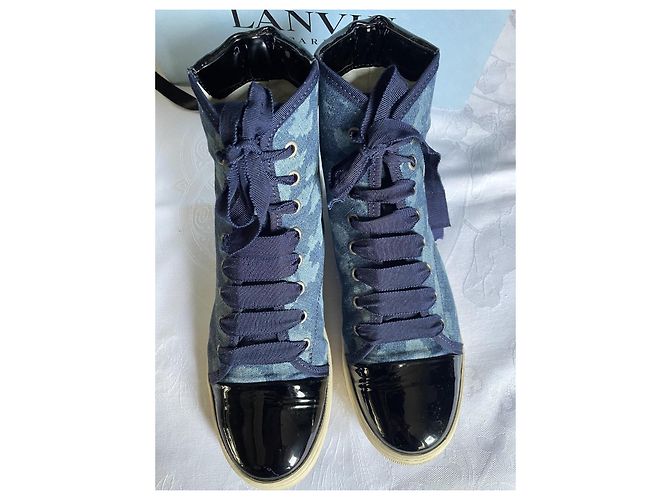 Lanvin High-Top-Sneaker aus Canvas mit lackierter Lederzehe Größe 39 Blau - Ansicht 2
