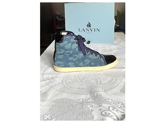 Lanvin High-Top-Sneaker aus Canvas mit lackierter Lederzehe Größe 39 Blau - Ansicht 7