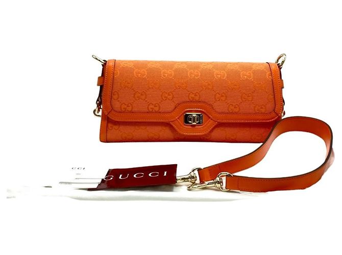 Borsa a Spalla Gucci LUCE in Tela GG Arancione - vista 13