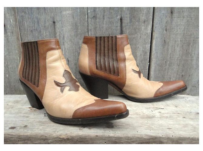 Botines Sartore de piel marrón beige Castaño - vista 2