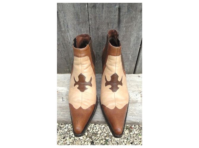 Botines Sartore de piel marrón beige Castaño - vista 3