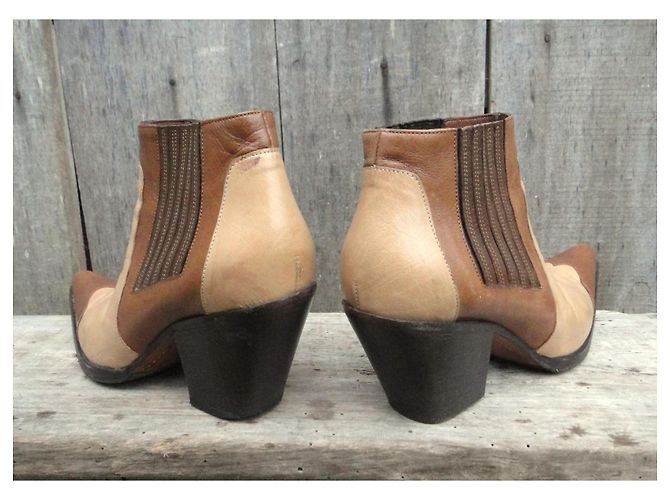 Botines Sartore de piel marrón beige Castaño - vista 4