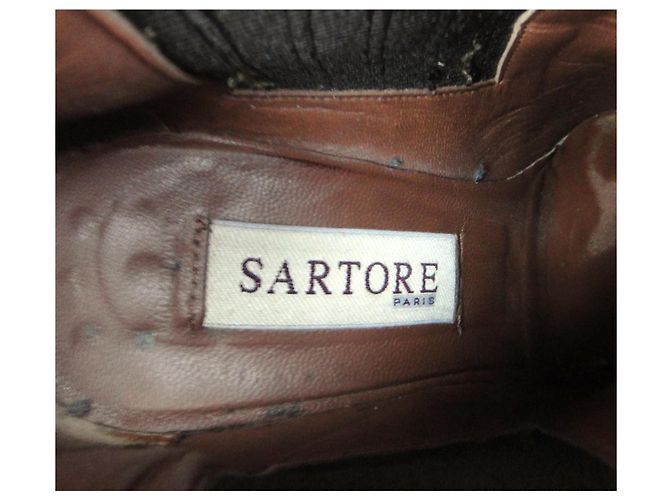 Botines Sartore de piel marrón beige Castaño - vista 7