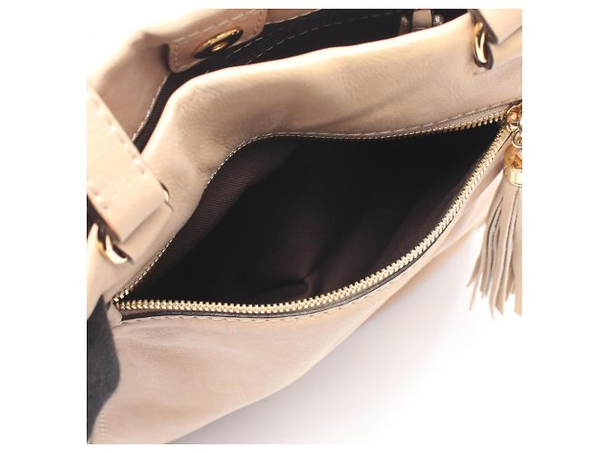Borsa a Spalla in Pelle Anagram Loewe Beige - vista 9