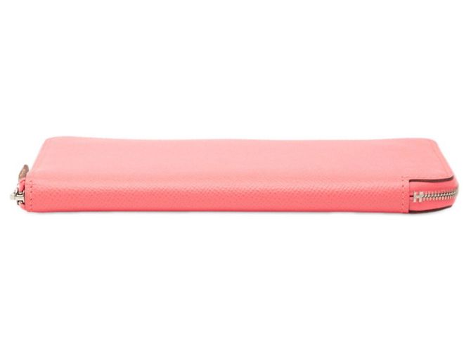 Portafoglio rotondo con zip Azap Long in seta Hermès Rosa Arancione - vista 3
