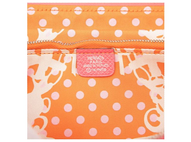 Portafoglio rotondo con zip Azap Long in seta Hermès Rosa Arancione - vista 5