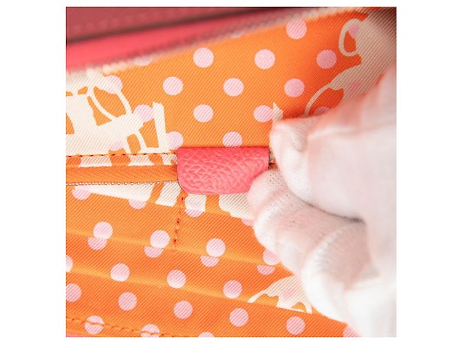 Portafoglio rotondo con zip Azap Long in seta Hermès Rosa Arancione - vista 6