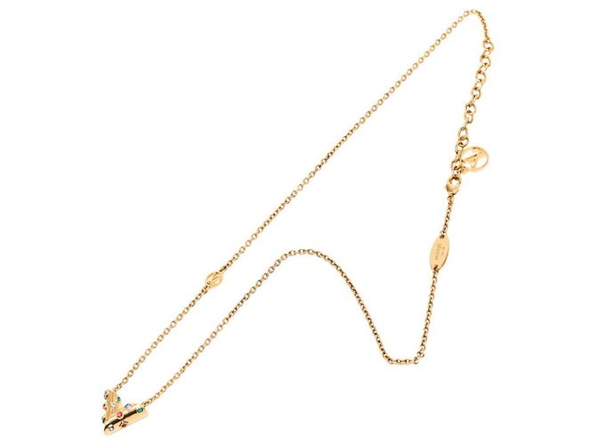 Collier Pendentif en Rhinestones Plaqué Or Louis Vuitton Doré - vue 5