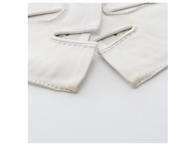 Luvas de couro brancas Hermès Branco - vista 4