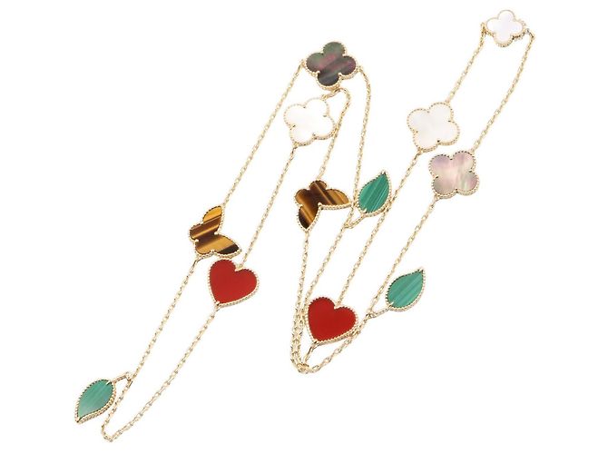 Collana Lunga Lucky Alhambra di Van Cleef & Arpels Bianco Verde Giallo - vista 2