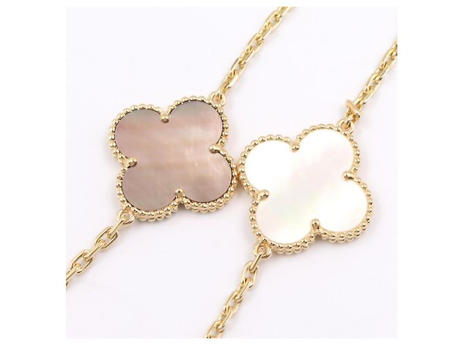 Collana Lunga Lucky Alhambra di Van Cleef & Arpels Bianco Verde Giallo - vista 5