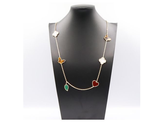Collana Lunga Lucky Alhambra di Van Cleef & Arpels Bianco Verde Giallo - vista 9