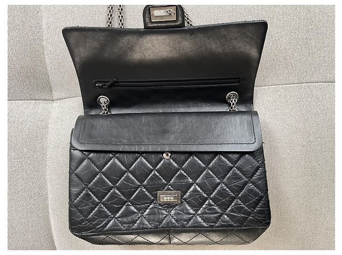 Borsa Chanel 2.55 in pelle nera media Nero - vista 14