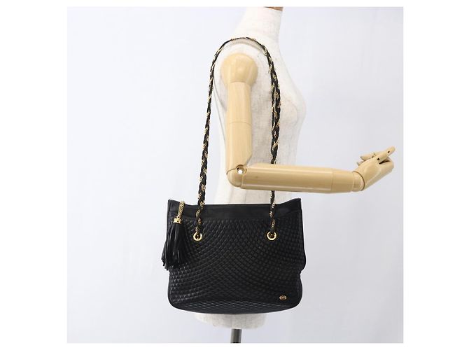 BALLY Borsa a Spalla a Catena Pelle Oro Nero Auth BA10264 D'oro - vista 23