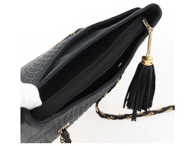 BALLY Borsa a Spalla a Catena Pelle Oro Nero Auth BA10264 D'oro - vista 6