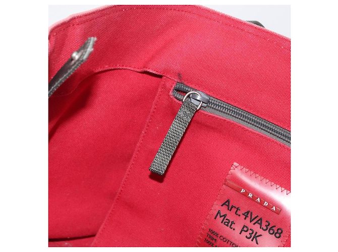 PRADA Sport Tote Bag aus rotem Canvas Auth 170399 - Ansicht 22