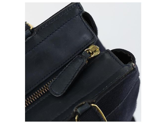 Borsa Tote Salvatore Ferragamo in tela blu navy e oro Auth BA9906 D'oro - vista 10
