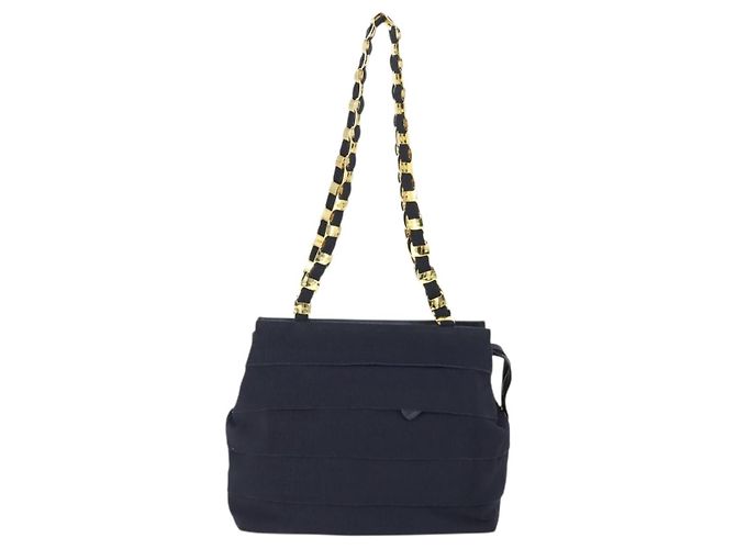 Borsa Tote Salvatore Ferragamo in tela blu navy e oro Auth BA9906 D'oro - vista 13