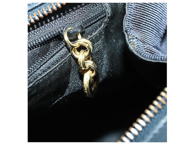 Borsa Tote Salvatore Ferragamo in tela blu navy e oro Auth BA9906 D'oro - vista 19