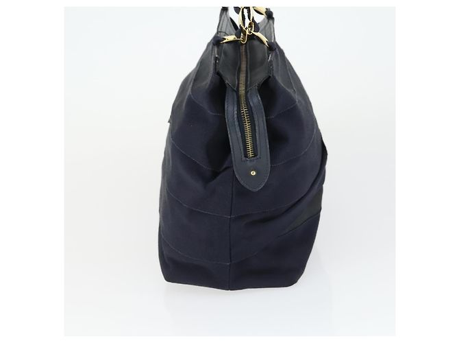 Borsa Tote Salvatore Ferragamo in tela blu navy e oro Auth BA9906 D'oro - vista 3
