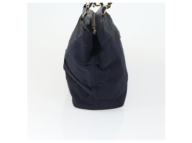 Borsa Tote Salvatore Ferragamo in tela blu navy e oro Auth BA9906 D'oro - vista 4