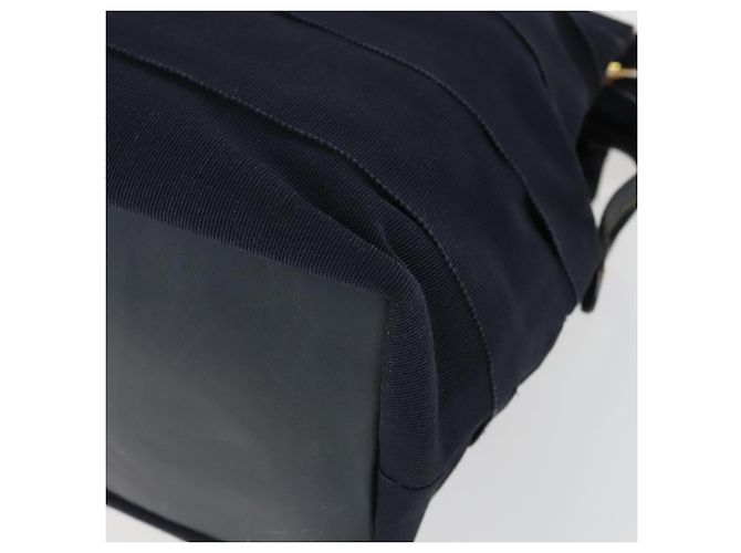 Borsa Tote Salvatore Ferragamo in tela blu navy e oro Auth BA9906 D'oro - vista 9