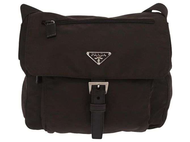 Borsa a Spalla PRADA in Nylon Marrone Argento Autentica ep13123 - vista 13