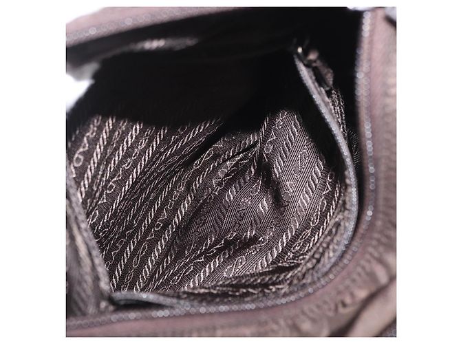 Borsa a Spalla PRADA in Nylon Marrone Argento Autentica ep13123 - vista 27