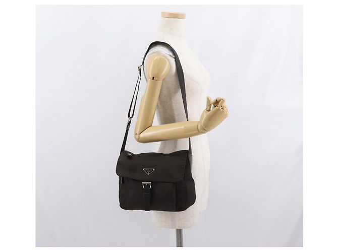 Borsa a Spalla PRADA in Nylon Marrone Argento Autentica ep13123 - vista 28