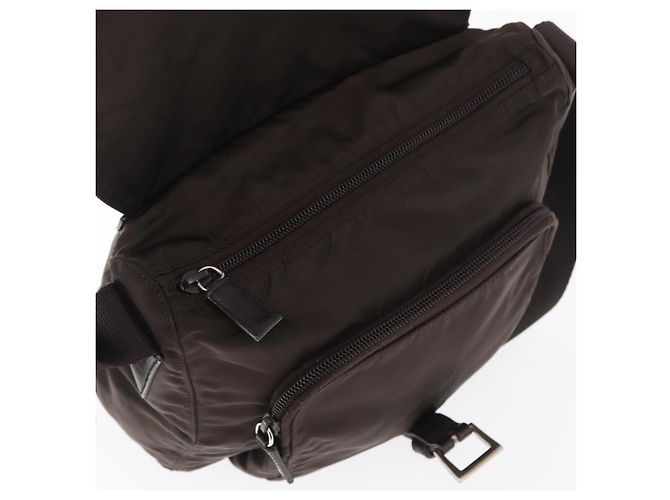Borsa a Spalla PRADA in Nylon Marrone Argento Autentica ep13123 - vista 9