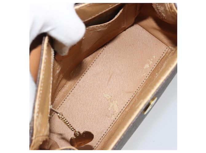 Céline Borsa a mano in tela Macadam CELINE in pelle PVC marrone oro Auth 159824 D'oro - vista 10
