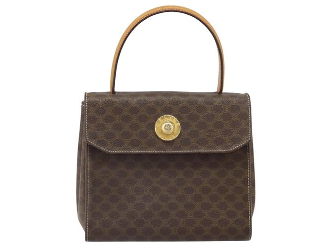 Céline Borsa a mano in tela Macadam CELINE in pelle PVC marrone oro Auth 159824 D'oro - vista 13