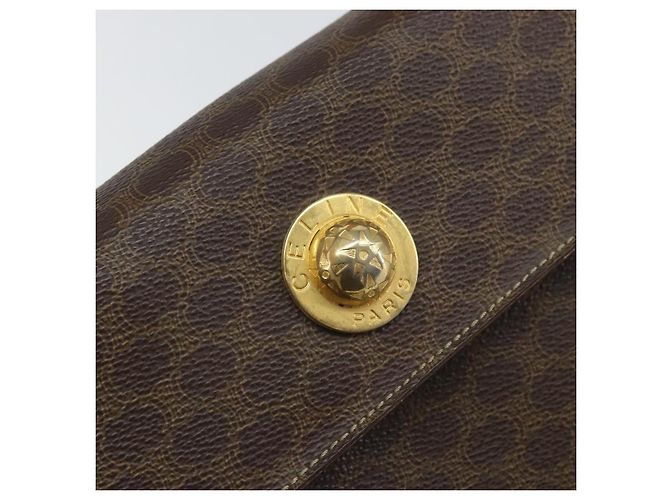 Céline Borsa a mano in tela Macadam CELINE in pelle PVC marrone oro Auth 159824 D'oro - vista 18