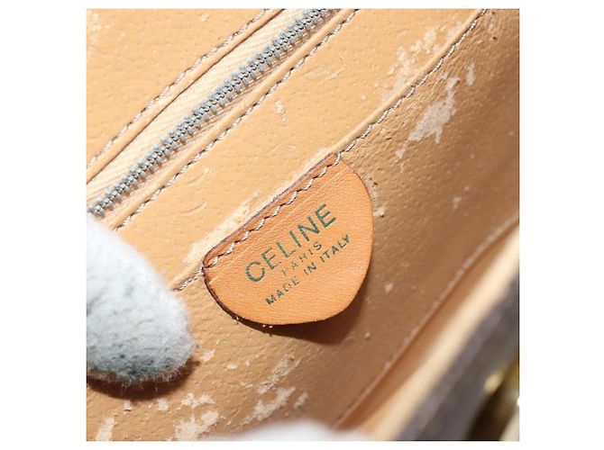 Céline Borsa a mano in tela Macadam CELINE in pelle PVC marrone oro Auth 159824 D'oro - vista 19
