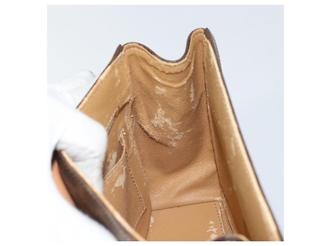 Céline Borsa a mano in tela Macadam CELINE in pelle PVC marrone oro Auth 159824 D'oro - vista 20