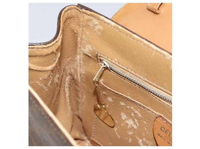 Céline Borsa a mano in tela Macadam CELINE in pelle PVC marrone oro Auth 159824 D'oro - vista 22
