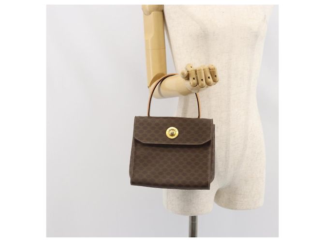 Céline Borsa a mano in tela Macadam CELINE in pelle PVC marrone oro Auth 159824 D'oro - vista 24