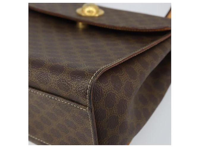 Céline Borsa a mano in tela Macadam CELINE in pelle PVC marrone oro Auth 159824 D'oro - vista 8
